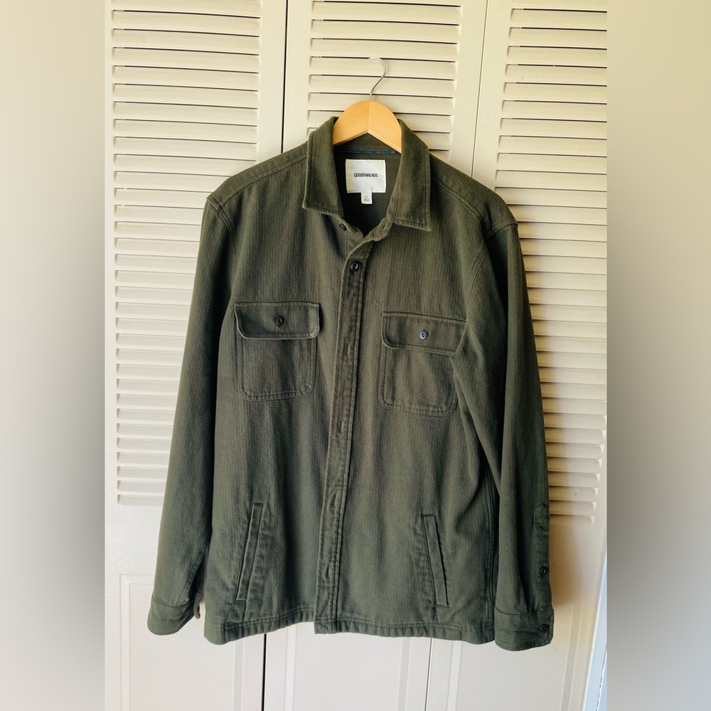 Men’s Tall brushed flannel shirt jacket, size Large